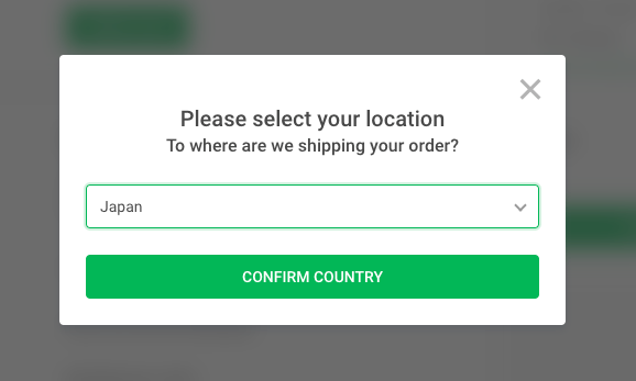 配送先の国を選択